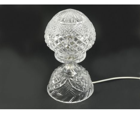 TABLE LAMP. A cut glass table lamp & shade. Height 31cm.WE CANNOT SHIP THIS ITEM… Due to fragility, size or weight this lot i