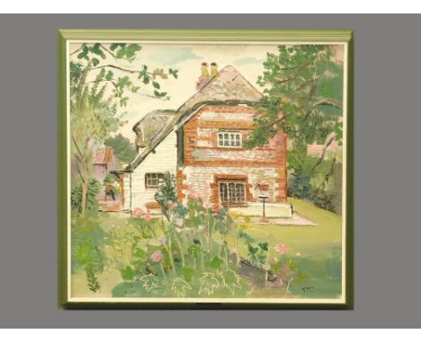 FRED YATES. 'Cottage in Oxfordshire'. Oil on board. Signed. 56 x 59cm.WE CANNOT SHIP THIS ITEM… Due to fragility, size or wei
