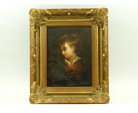 OIL PORTRAIT. A 19th century oil portrait of a young boy. Oil on panel. Apparently unsigned. 30 x 23cm.WE CANNOT SHIP THIS IT