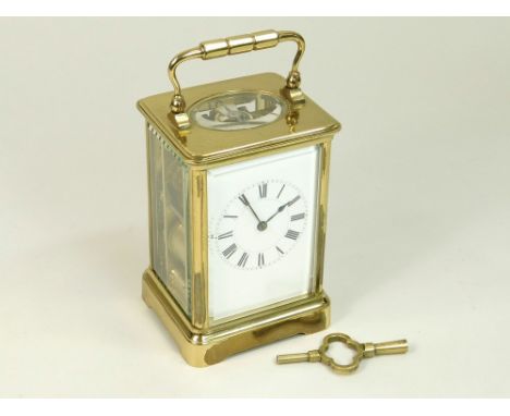 JACOT CARRIAGE CLOCK. A 19th century Henri Jacot carriage clock, which strikes the hour & half hour. Stamped on back of plate