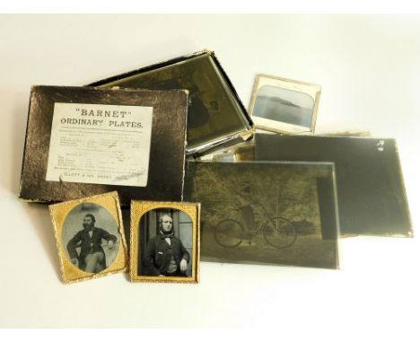 VICTORIAN GLASS NEGATIVES ETC. Twenty Victorian half-plate glass negatives. Good groups & portraits all of the same family, i