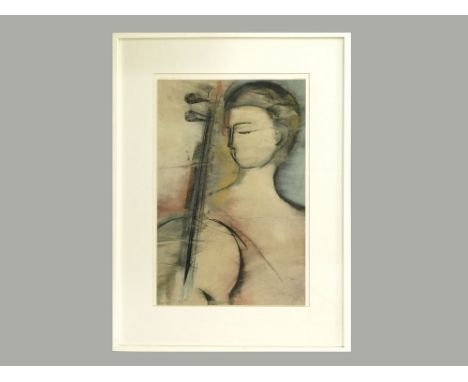 MARY STORK. 'Listening'. Mixed media. Signed & dated 7.8.94. Artist's titled & dated label to the reverse. 59.5 x 3.5cm.WE CA