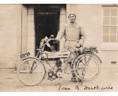 IVAN HART-DAVIES MOTORCYCLE RECORD PHOTOGRAPH. An original photographic print by Paul Brothers, Penzance of Ivan B. Hart-Davi