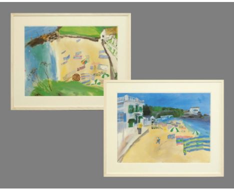 EMMA JEFFRYES. 'Porthminster beach, St. Ives, July 2018' & 'Porth Gwidden Beach, St. Ives 2018'. Two prints, each initialled 
