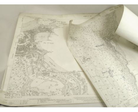 ORDNANCE SURVEY. A 1708, second edition of the OS Map of Mousehole & Mounts Bay. Also, a 1936 revised OS map of St. Ives & it