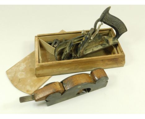 VINTAGE PLANES. A metal Stanley No.78 plane in fitted pine & hardboard box, with accessories. Also, an antique plane by Ibbot