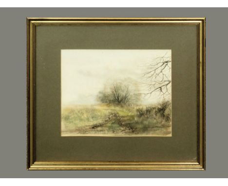KEN J. MESSER. Landscape with trees. Watercolour. Signed. 24 x 30cm.WE CANNOT SHIP THIS ITEM… Due to fragility, size or weigh