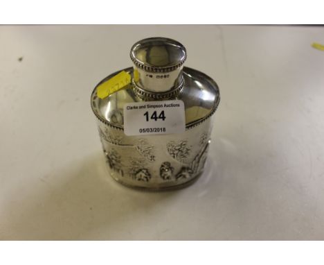 A silver tea caddy 