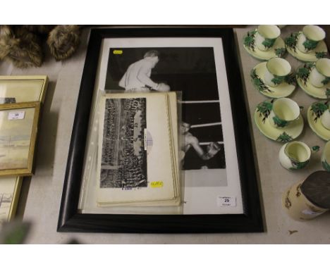 A collection of boxing ephemera to include a Henry Cooper print