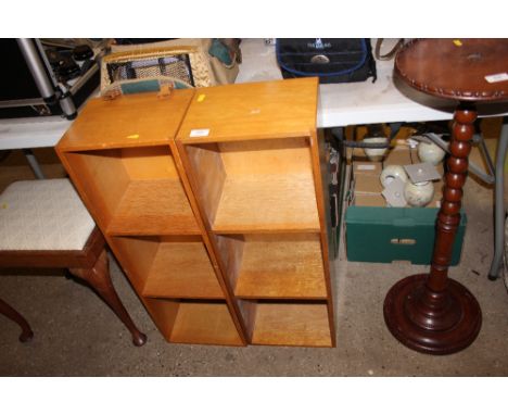 Two open fronted shelf units 
