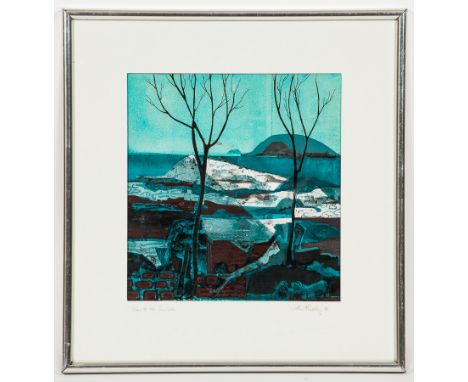 JOHN FINDLAY,
VIEW TO THE CUMBRAE
silk screen print, signed, titled and dated '74
29.5cm x 27.5cm
Mounted, framed and under g