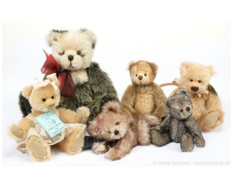 Artist designed teddy bears x six: (1) Tamella Bears by Alison Hayter, Zak, OOAK, blonde mohair, black glass eyes, fully join