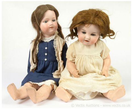 Armand Marseille pair of German antique / vintage bisque dolls: (1) Armand Marseille vintage bisque doll, German, c1925, impr