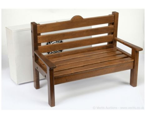 Charlie Bears Park Bench drift wood (brown) wooden seat suitable for teddy bears, CB 13PBB, LE 500, 2013-2015, pre-assembled,