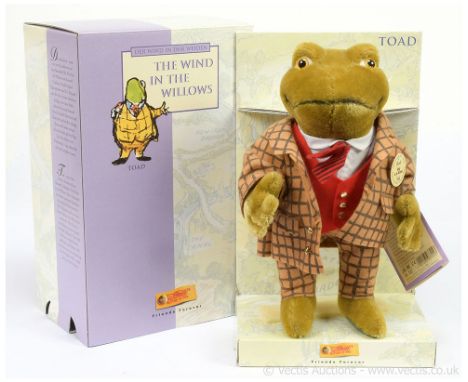 Steiff The Wind in the Willows Toad, 1998-1999, white tag 037016, LE 4000, chest and swing label certificate tags, surface of