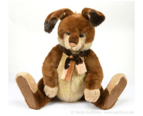 Charlie Bears Hopkins rabbit, CB161650, designed by Isabelle Lee, LE368/1000, beige, light and dark brown plush, poseable ear