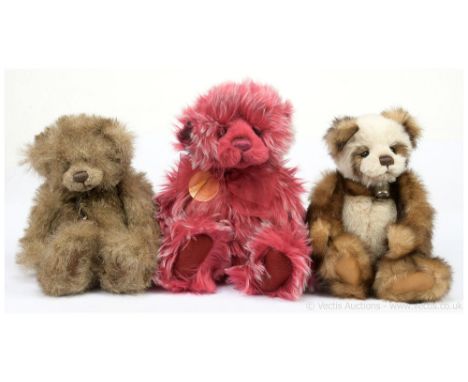 Charlie Bears trio of teddy bears: (1) Raspbeary Trifle teddy bear, QVC Exclusive, 2013, CB 631404, LE 1000, designed by Isab