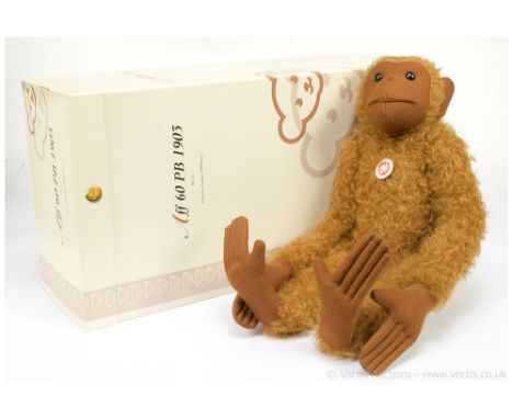 Steiff Ape 60 PB1903 Replica, white tag 400476, LE 1000, 2004, brown mohair, complete with chest tag, certificate, Excellent 