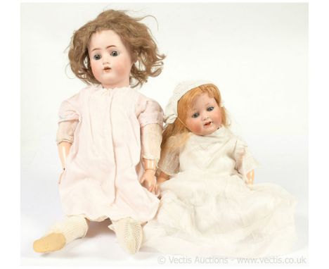 Pair of antique bisque dolls: (1) Alt, Beck &amp; Gottschalck Sweet Nell antique bisque doll, German, c1912, impressed 1362 3