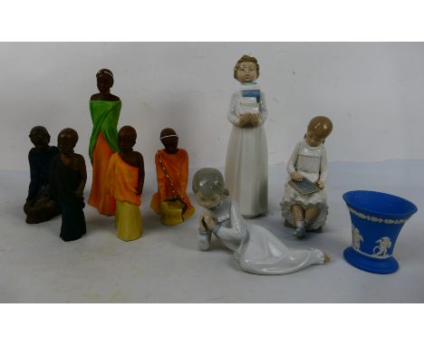 A group of ceramic figurines and similar to include three by Nao, three African figures by 'Soul Journeys', and other  [b]