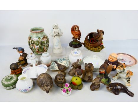 Mixed ceramics and ornamental wares to include Country Artists, Poole pottery animal figures, Denby vase, Wedgwood, Aynsley, 