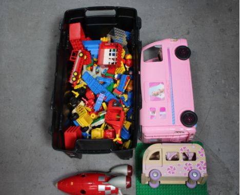 Lego, Mattel, ELC, Other - A mixed lot to include a quantity of loose Lego pieces, A Mattell Barbie Dream Camper van, ELC pla