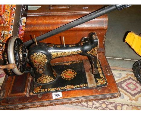 A vintage Jones sewing machine.