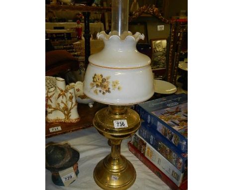 A mid 20th century brass half nelson oil lamp.