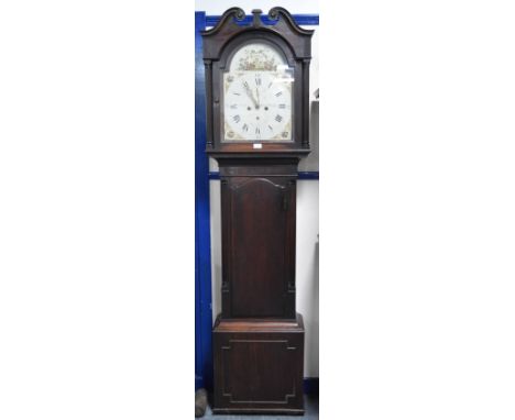 George III Scottish mahogany eight day longcase clock, the arched 13in dial inscribed 'Robert Law, Castle Douglas', with subs