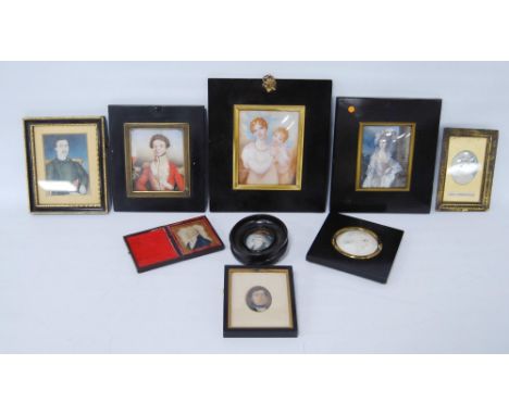 Group of portrait miniature and small portraits, c. early part of 19th century, to include a watercolour and pastel of Lady C