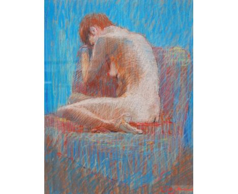 Simon Blackwood (Scottish, b. 1942) Portrait of a nude female Signed, pastel, 55.5cm x 43.5cm.&nbsp; ARR