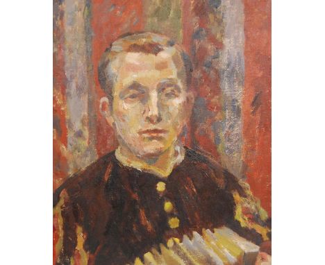 JM Stirling (Scottish) Portrait of a male, quarter length Inscribed verso, oil on board, 39cm x 33.5cm.