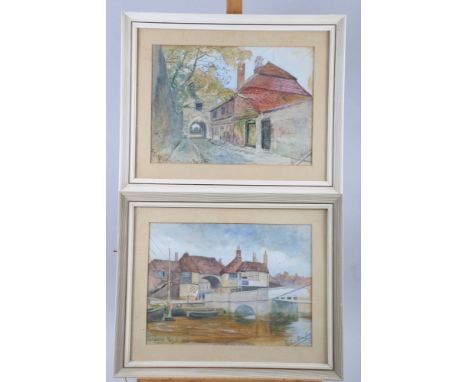 Richard Douglas: a pair of watercolours, "Fishers Gate Sandwich", and another of Sandwich, both 8 1/4" x 11", in cream strip 