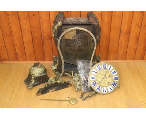 A late 18th century French Boulle work bracket clock with striking movement by G J Champion, Paris, 35" high approx (for rest