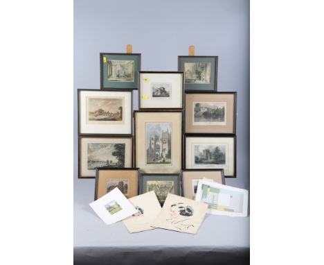 Eleven framed and glazed colour architectural prints, including Datchet Bridge, Debden Hall, Chingford Church and others, and