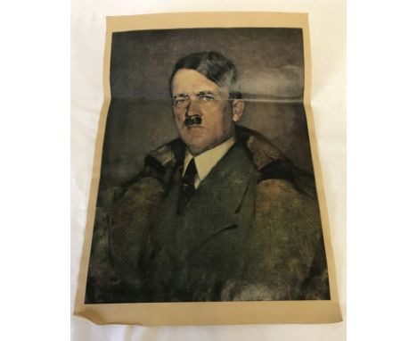Colour portrait print of Adolf Hitler.  Approx. 44 x 31cm.