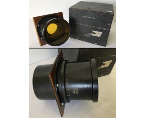 A boxed WW2 Ross military camera lens. 24" f/6.3 E.M.I. Serial No. 48827 with filter. From the same source as Spitfire reconn