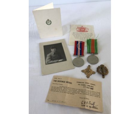A collection of WW2 ATS Medals, badges & other items. Named to W/211323 Miss Mary T. Reay. Comprising 1939-45 Star & Defence 