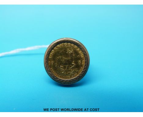 A 1/10 Krugerrand 1982, mounted as a ring, size K (5.7g) 