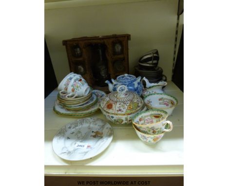 A collection of various teaware including decorative Hammersley teaware  and a cognac drinks set