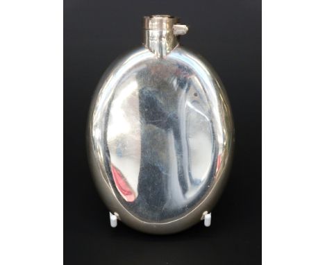 A hallmarked silver oval hip flask, Birmingham 1897 (height 12cm, 104g) 