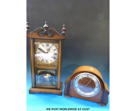 A Smiths Enfield two train mantel clock and a thirty one day wall clock