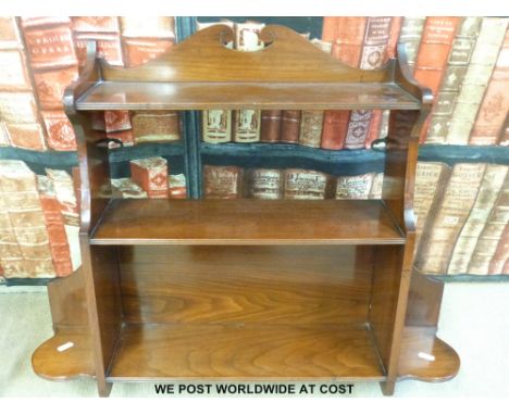 A mahogany wall shelf together with a fretwork corner shelf (Tallest 53cm)