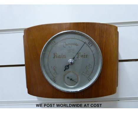 A c1950 aneroid wooden cased barometer by Smiths