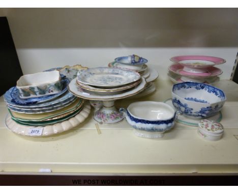 A quantity of 19thC dessert ware including tazza, Wedgwood, Royal Worcester Viceroy tea ware, Masons etc.