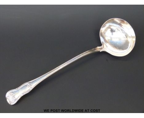 A hallmarked silver George III King's pattern ladle, London 1816, makers William Eley and William Fearn (length 34.5cm, 267g)