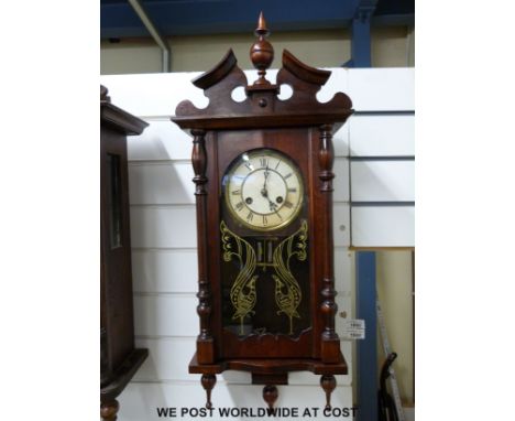 Two train wall clock with Junghans movement together with a circular light oak cased dial wall clock by Mauthe, Germany