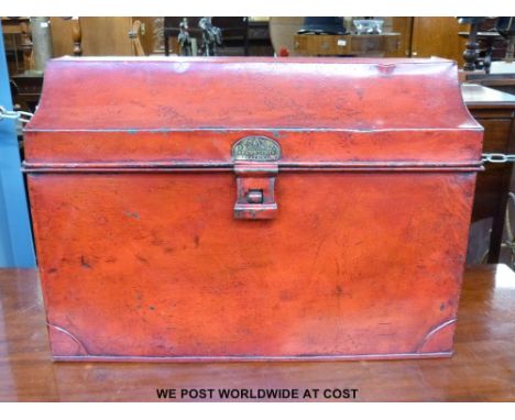 A very early iron Royal Mail coaching trunk of sarcophagus form with Kirk and Wilson's patent to clasp, circa 1790's, with or