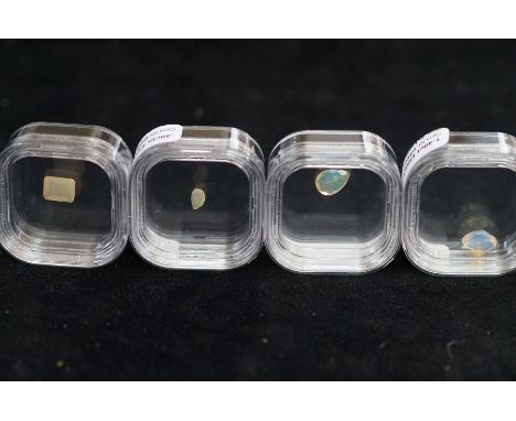 Loose certified Ethiopian opals x4 all with coa's/not enhanced1x Pear cut- 0.8cts1x pear cut- 0.3cts1x oval cut- 1.4cts1x ste