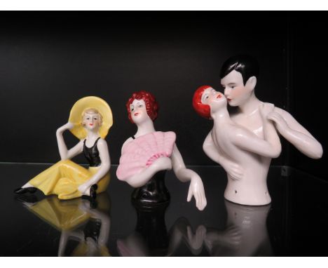3x Art deco style ceramic figures 